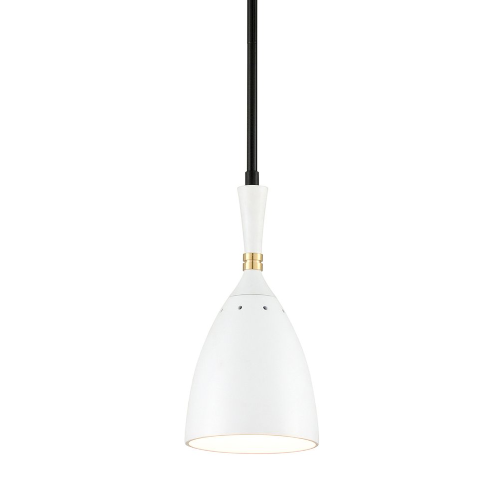 Utopia Pendant, Black Brass Off White Shades