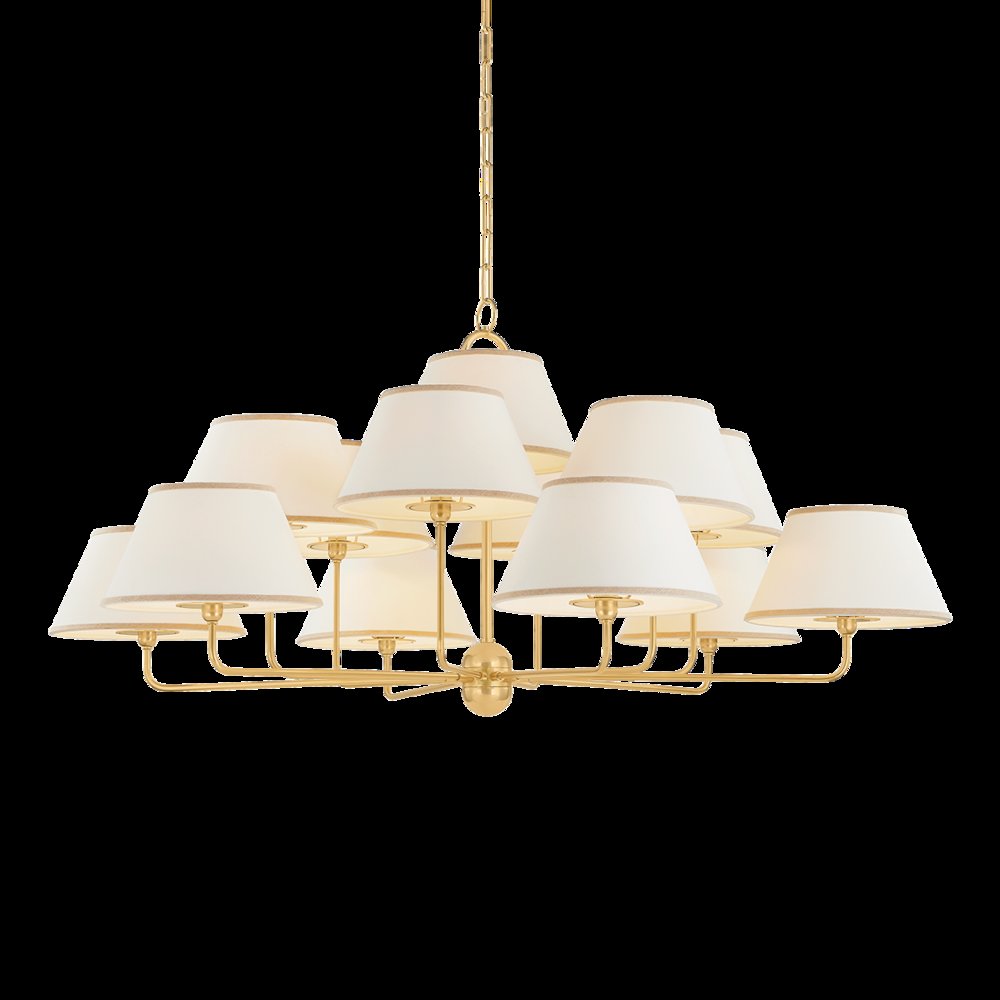 Durland Chandelier, Aged Brass