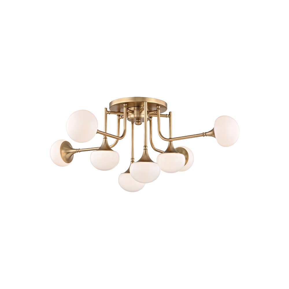 Fleming Semi Flush, Aged Brass