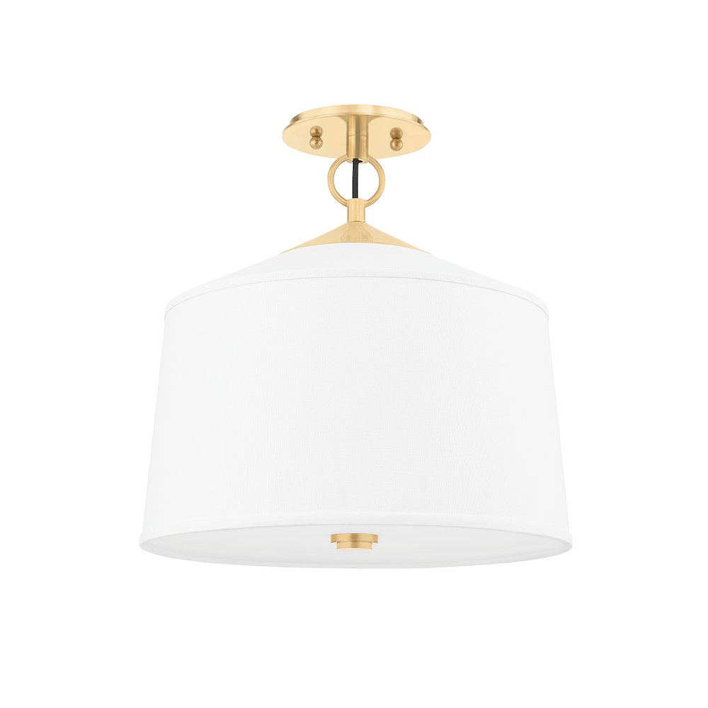 White Plains Semi Flush, Aged Brass