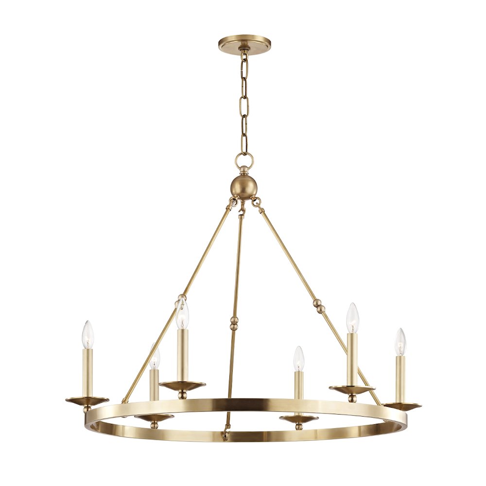 Allendale Chandelier, Aged Brass