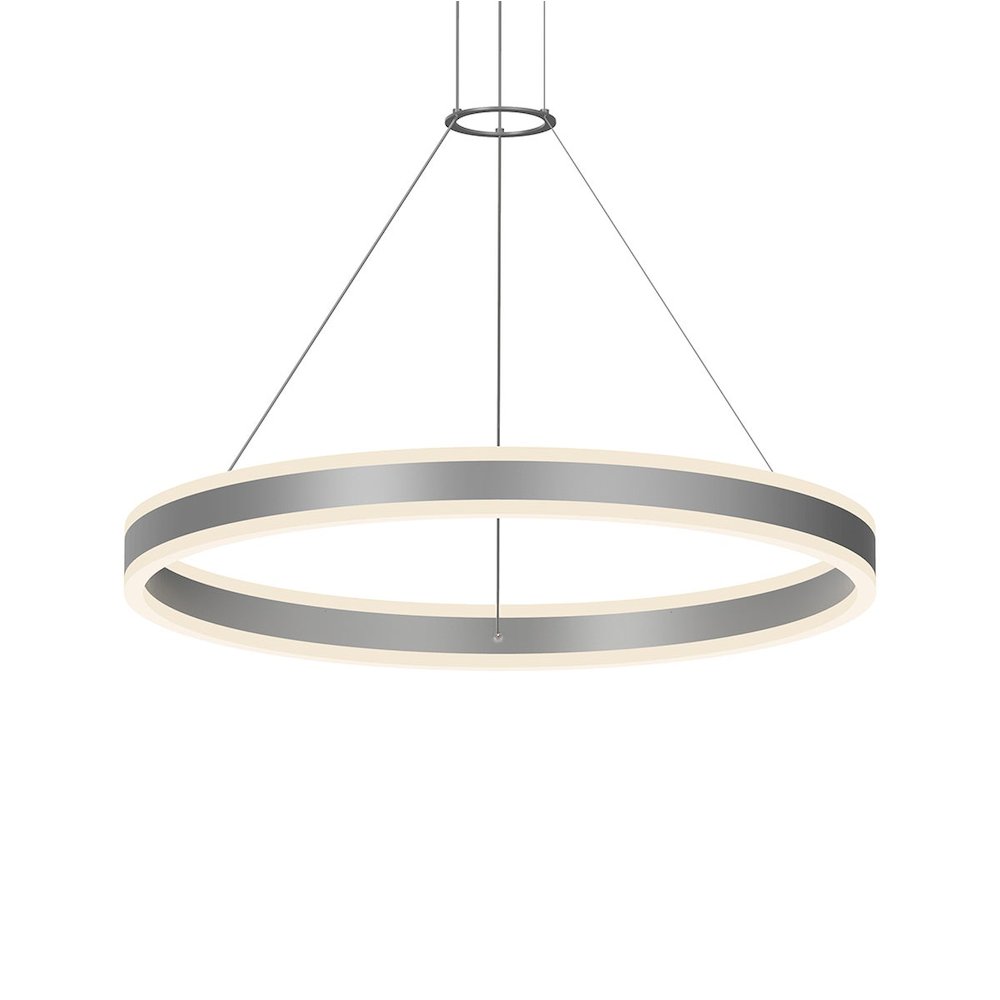 Double Corona Pendant, Bright Satin Aluminum