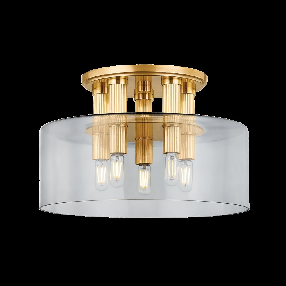 Crystler Flush Mount, Aged Brass