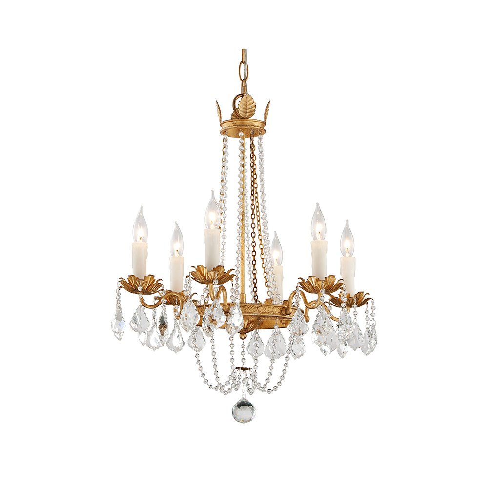 Viola Chandelier, Vintage Gold Leaf