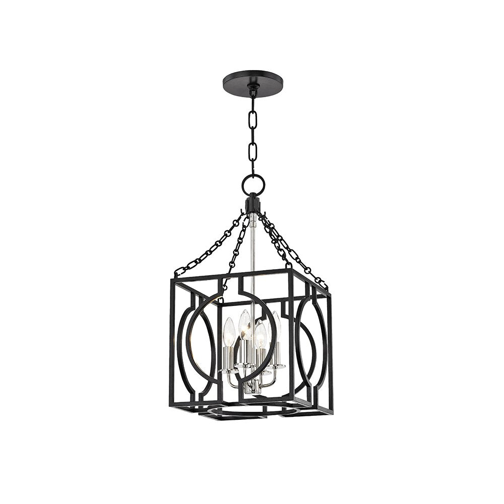 Octavio Lantern, Aged Iron, Polished Nickel Combo