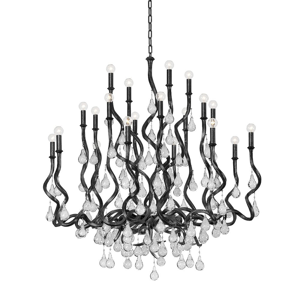 Aveline Chandelier, Black Silver Leaf