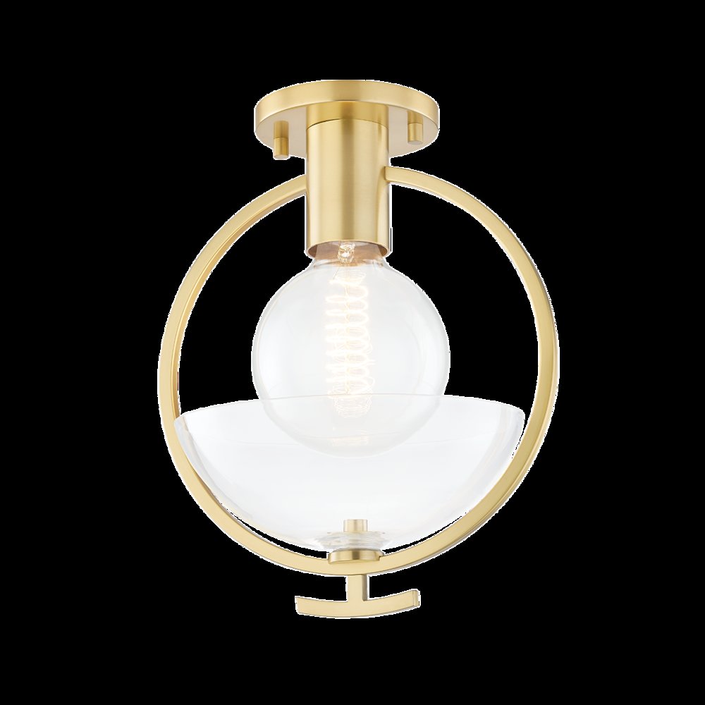 Ringo Semi Flush, Aged Brass
