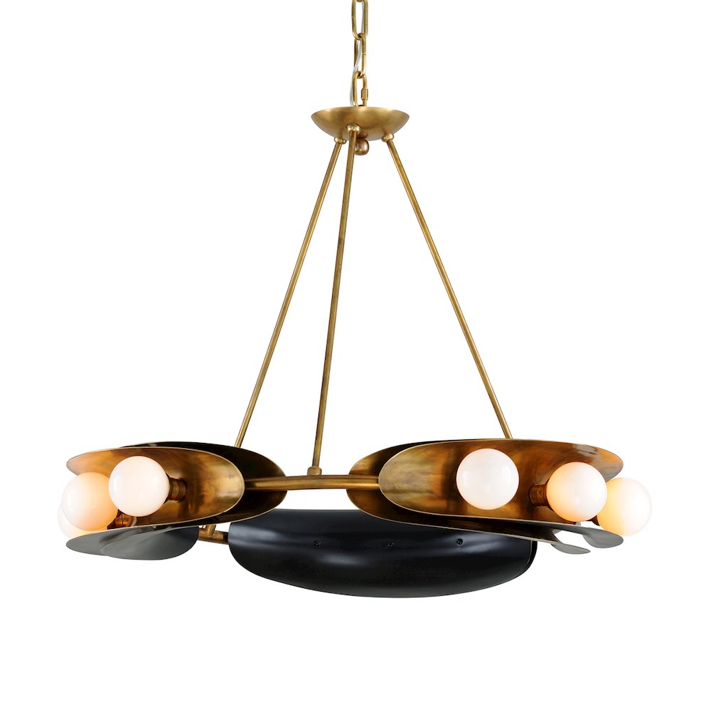 Hopper Chandelier, Vintage Brass