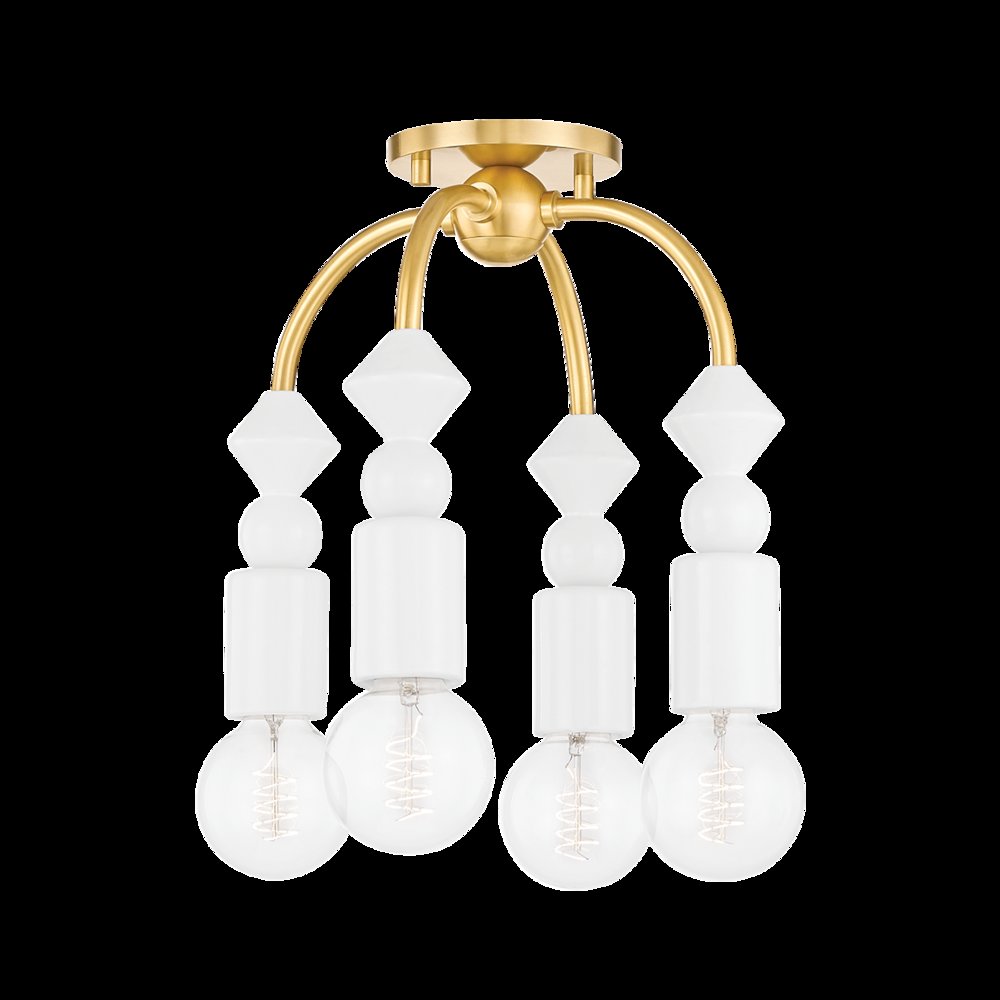 Flora Semi Flush, Aged Brass