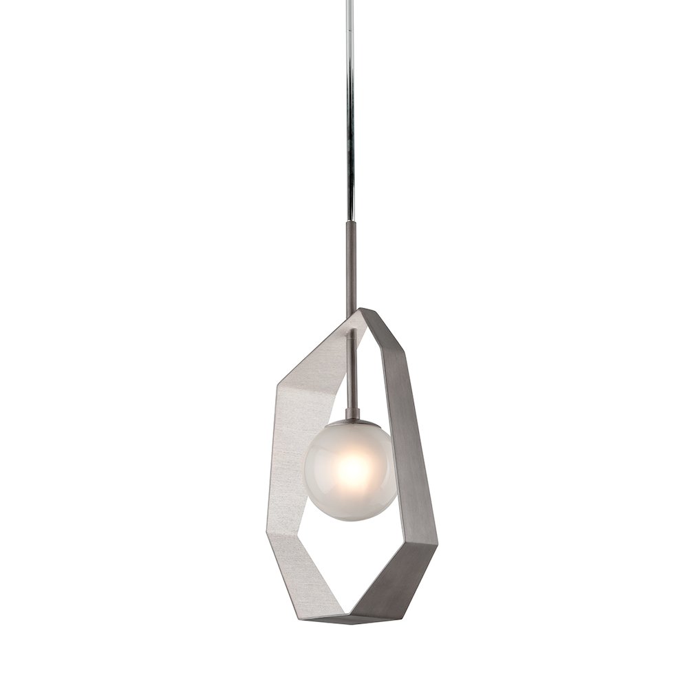 Origami Pendant, Graphite With Silver Leaf