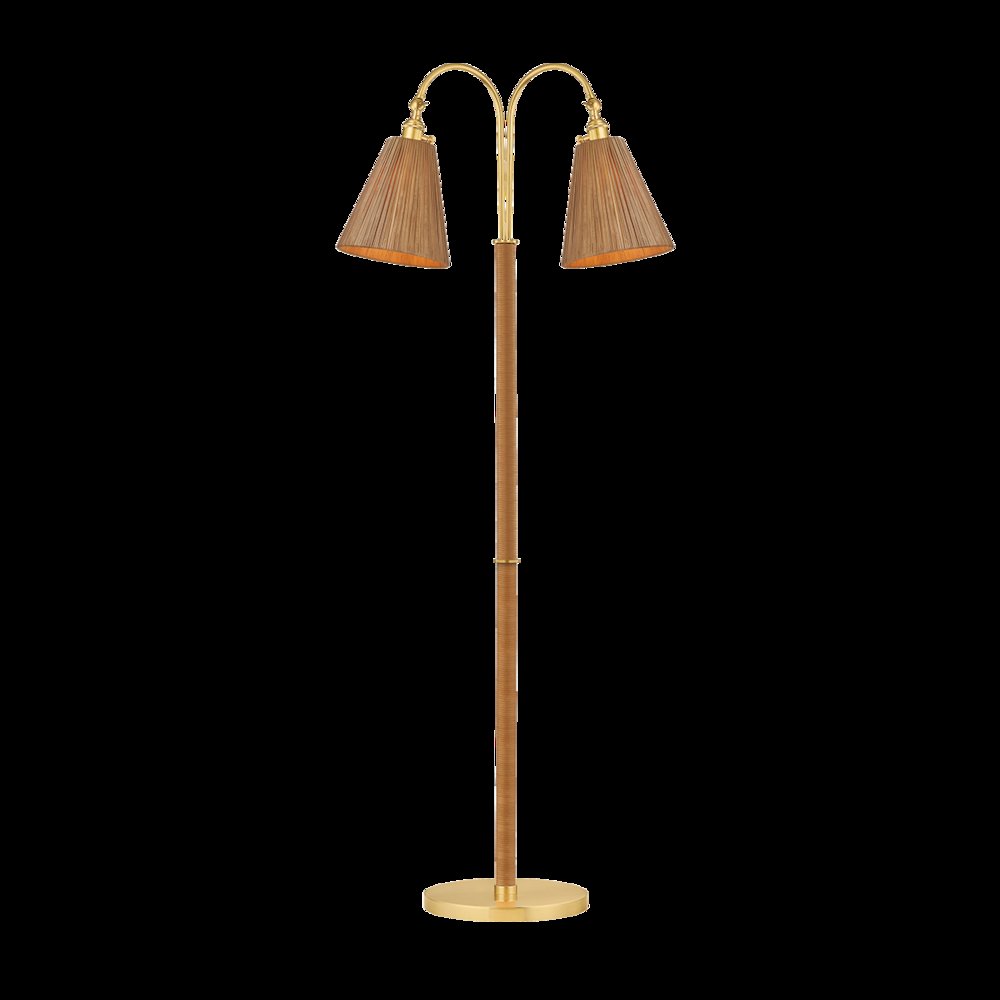 Ruthin Floor Lamp, Aged Brass