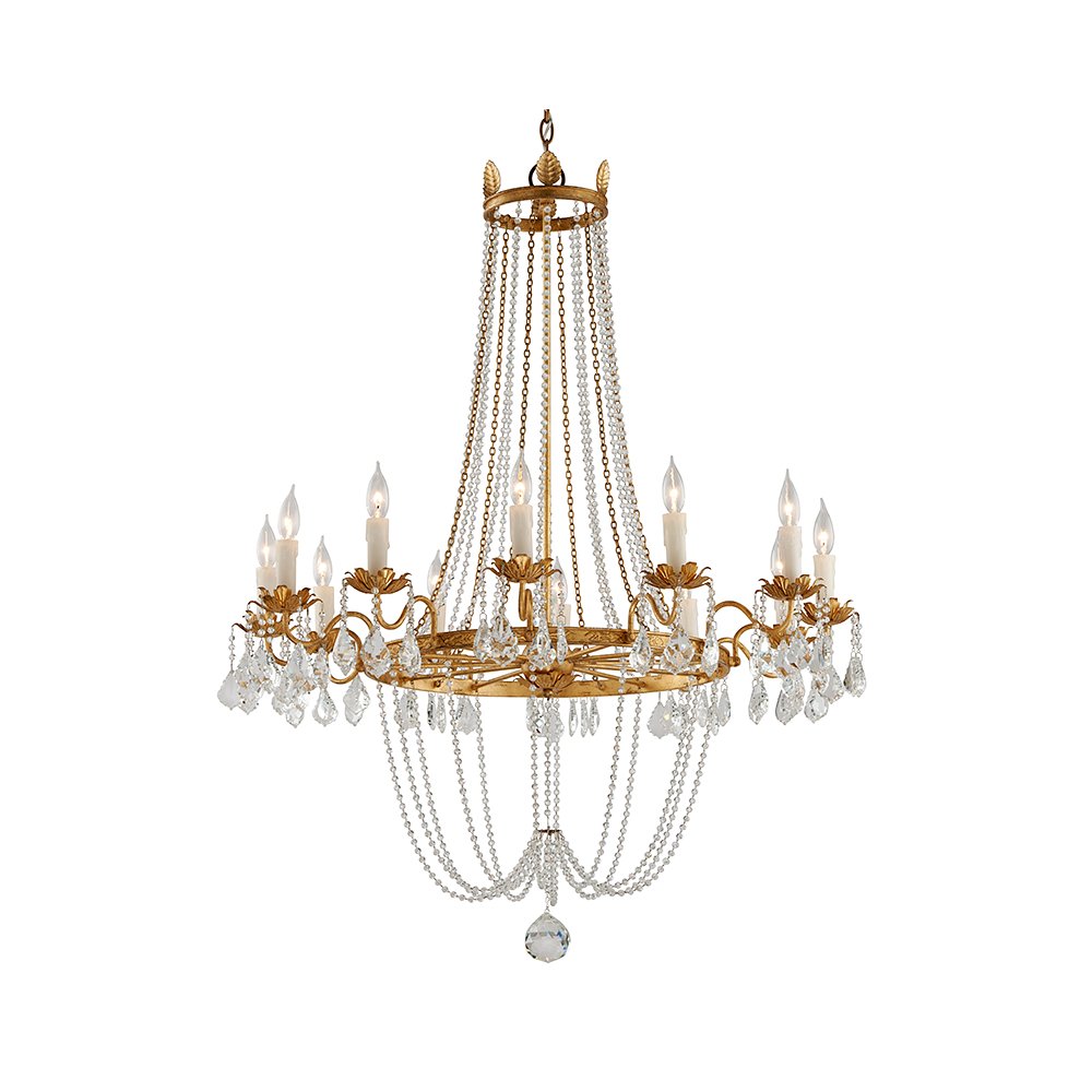 Viola Chandelier, Vintage Gold Leaf