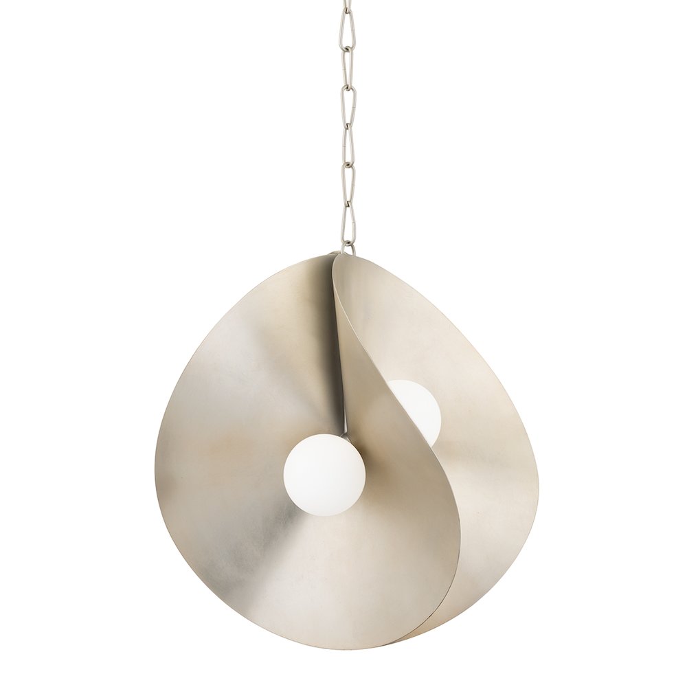 Peony Pendant, Warm Silver Leaf