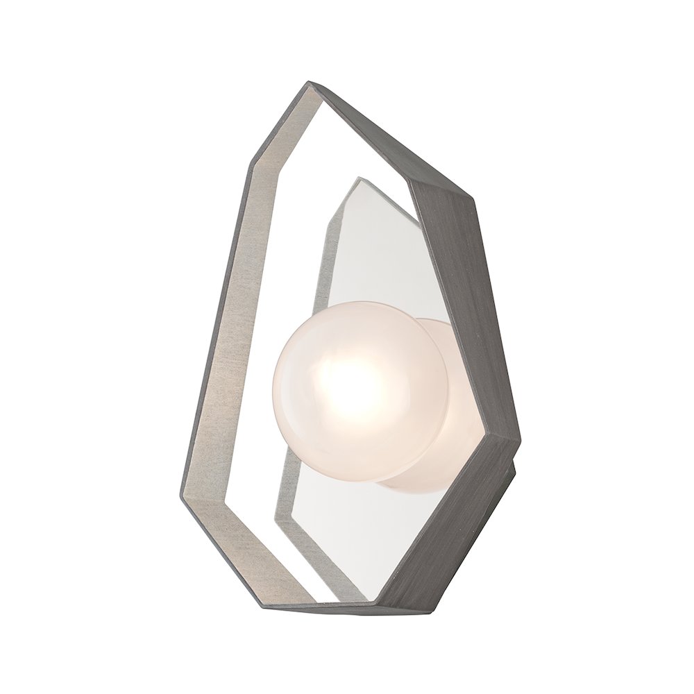 Origami Wall Sconce, Graphite With Silver Leaf