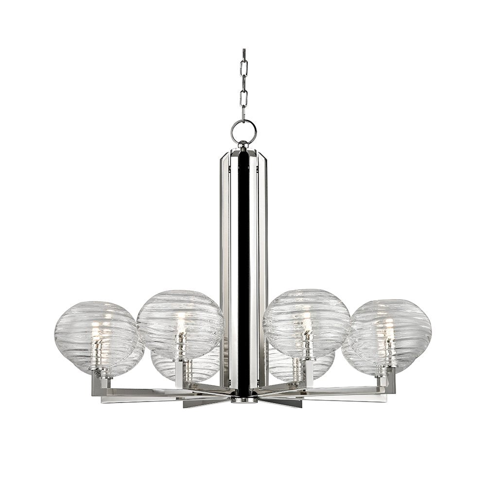Breton Chandelier, Polished Nickel