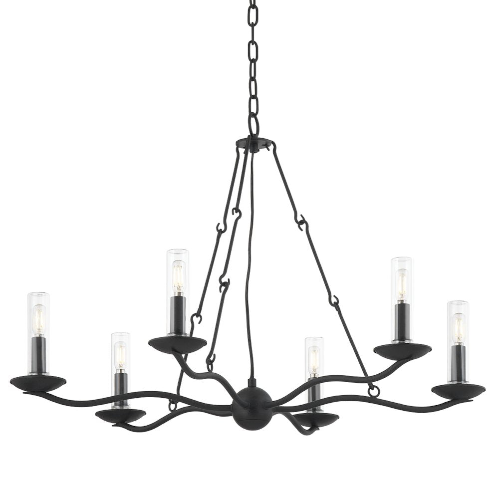Sawyer Exterior Chandelier, Forged Iron