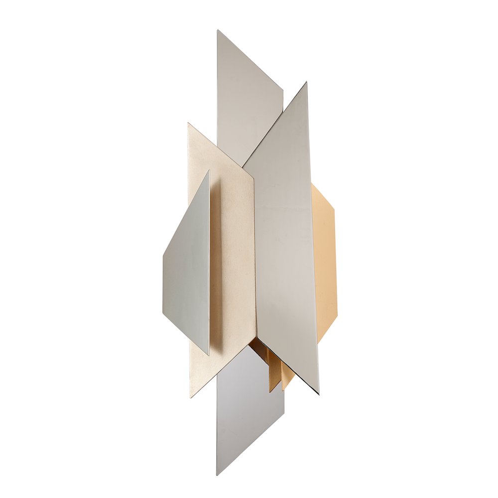 Modernist Wall Sconce, Pol Ss W Silver, Gold Leaf