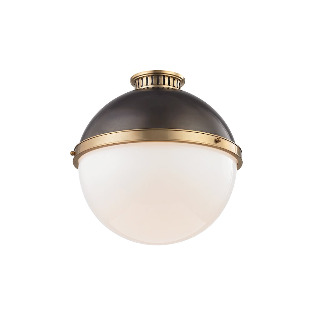 Latham Flush Mount, Aged Brass, Distressed Bronze