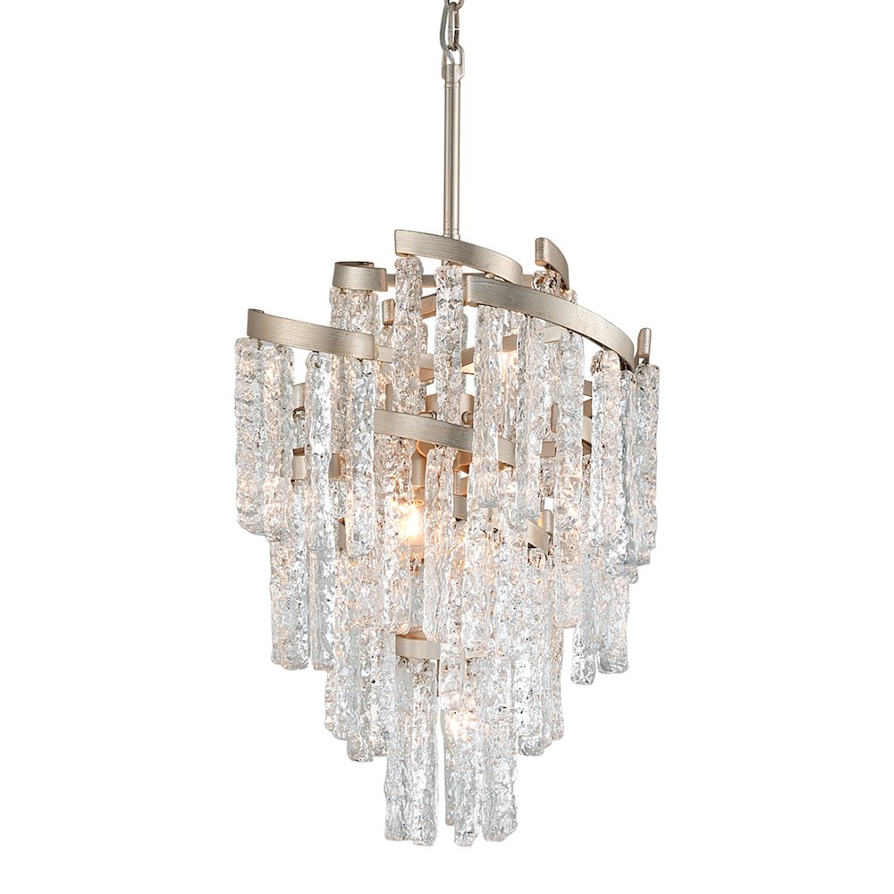 Mont Blanc Chandelier, Modern Silver Leaf