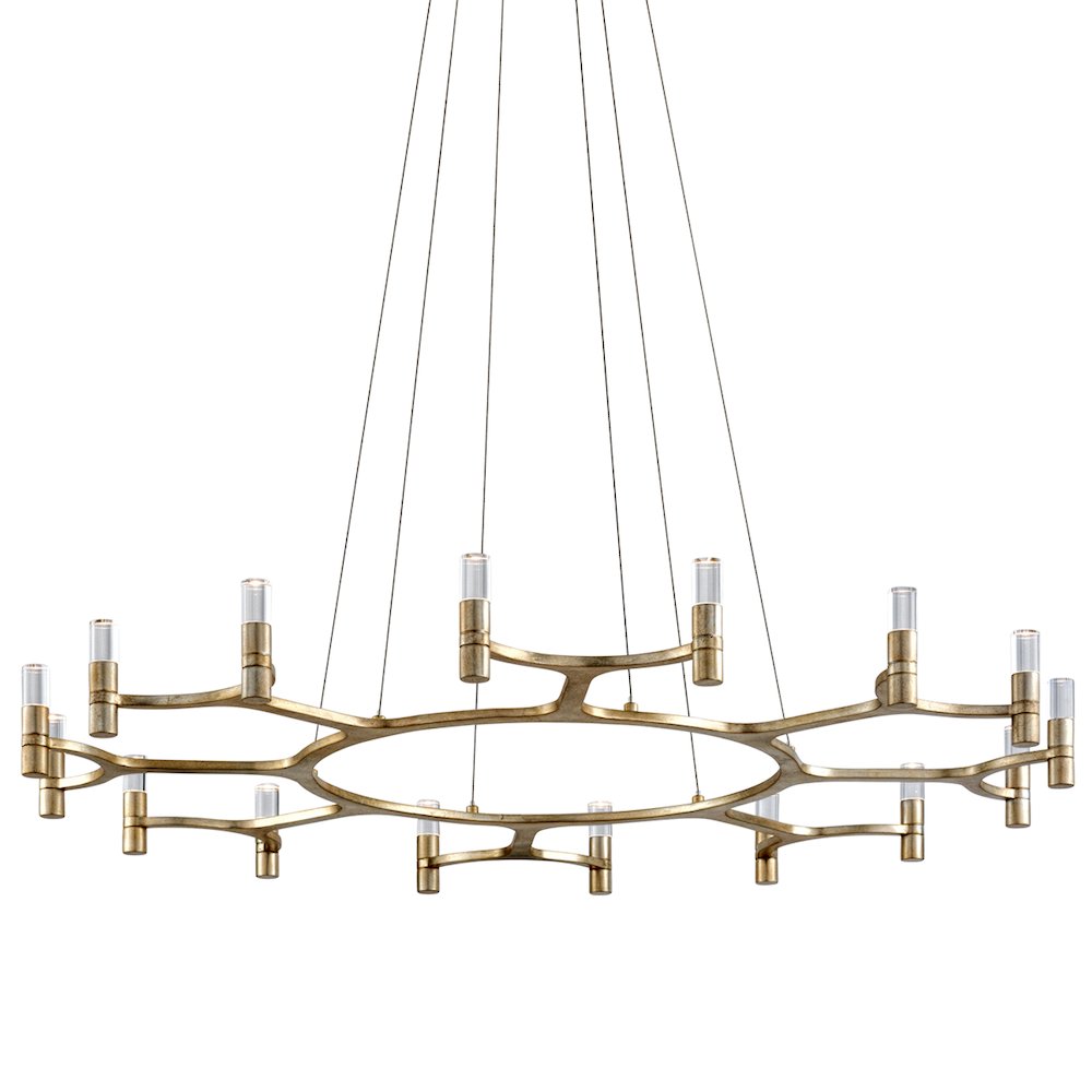 Nexus Chandelier, Warm Silver Leaf