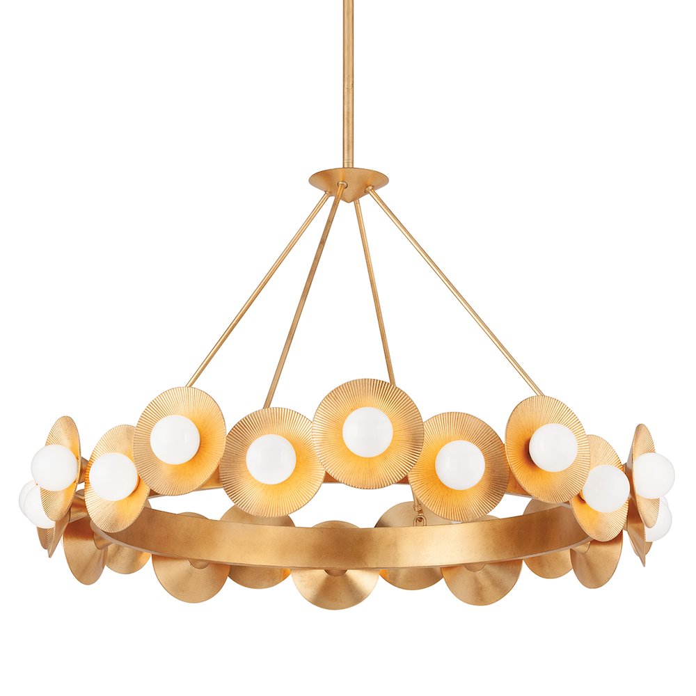 Emerald Chandelier, Vintage Gold Leaf