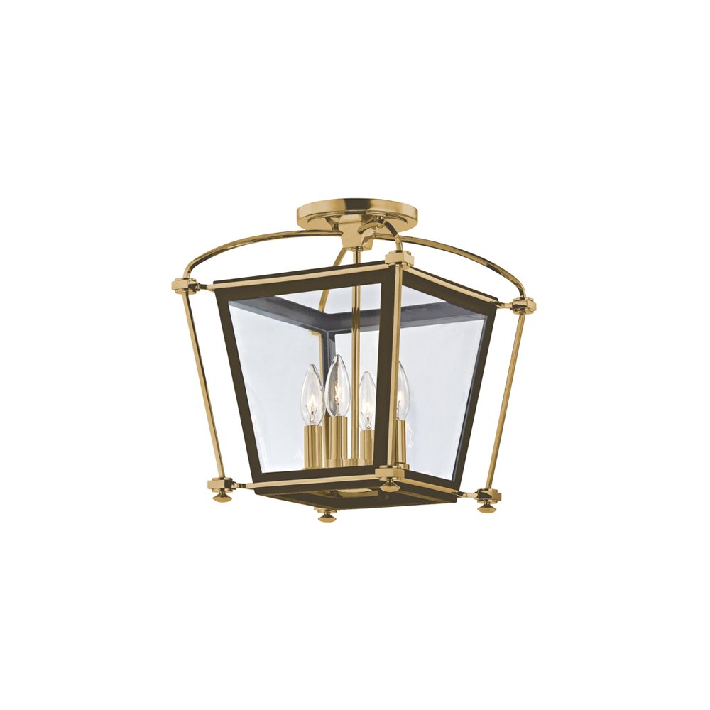 Hollis Semi Flush, Aged Brass