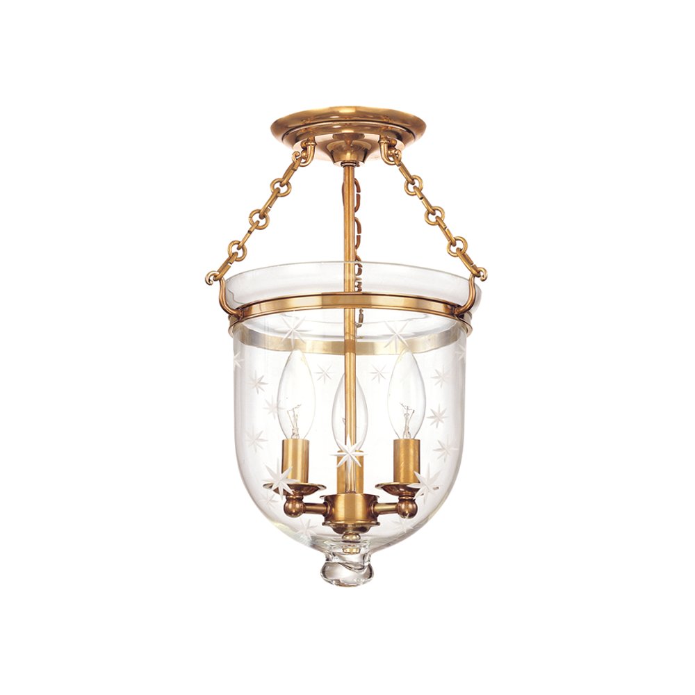 Hampton Semi Flush, Aged Brass