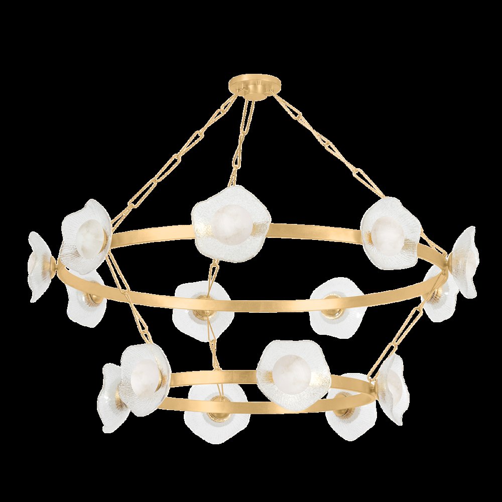 Almandine Chandelier, Vintage Gold Leaf