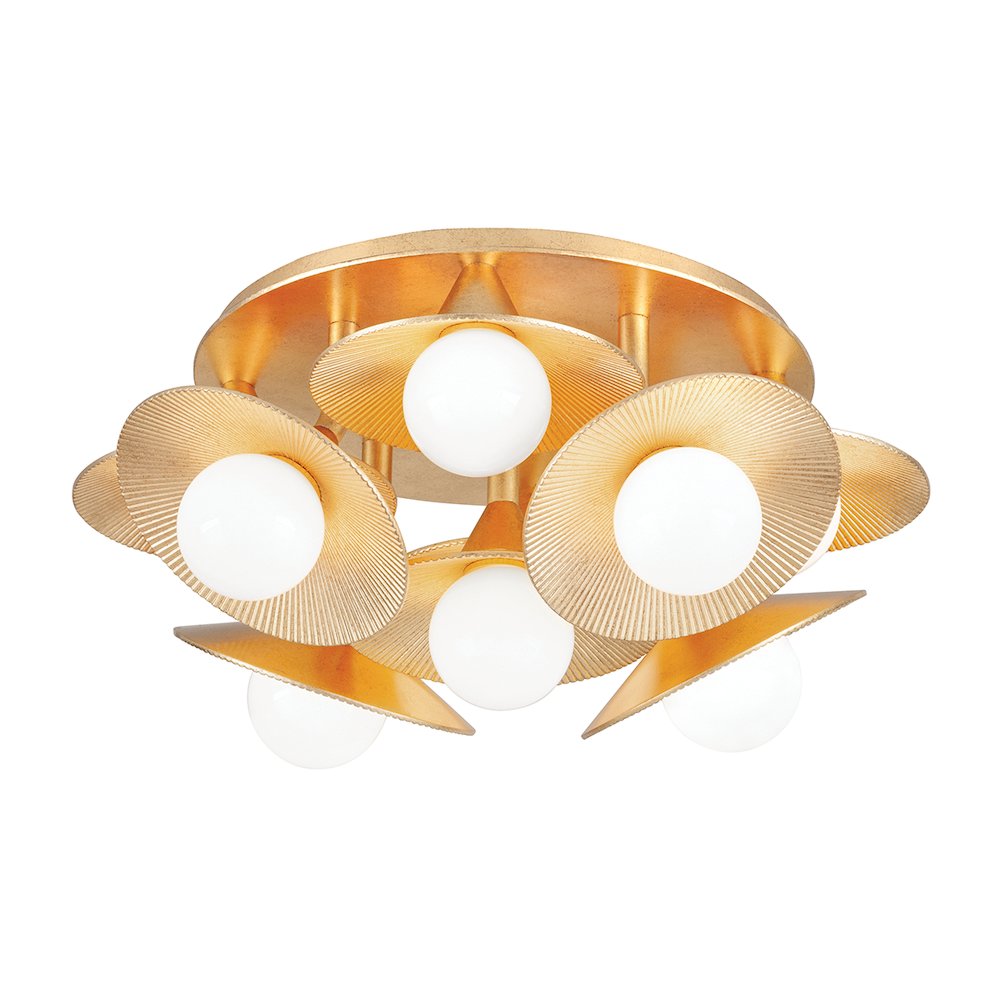 Emerald Semi Flush, Vintage Gold Leaf