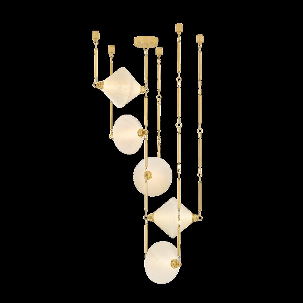 Solara Chandelier, Vintage Polished Brass