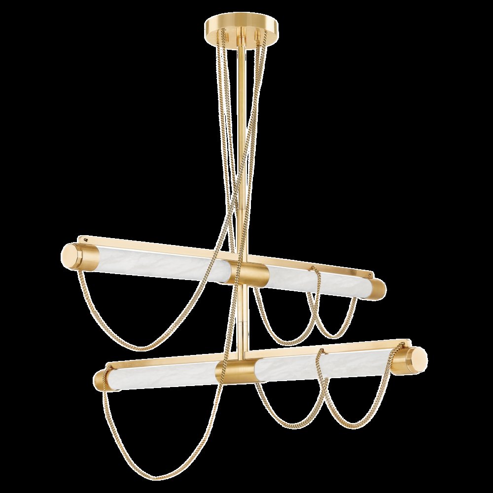 Lariat Chandelier, Vintage Brass