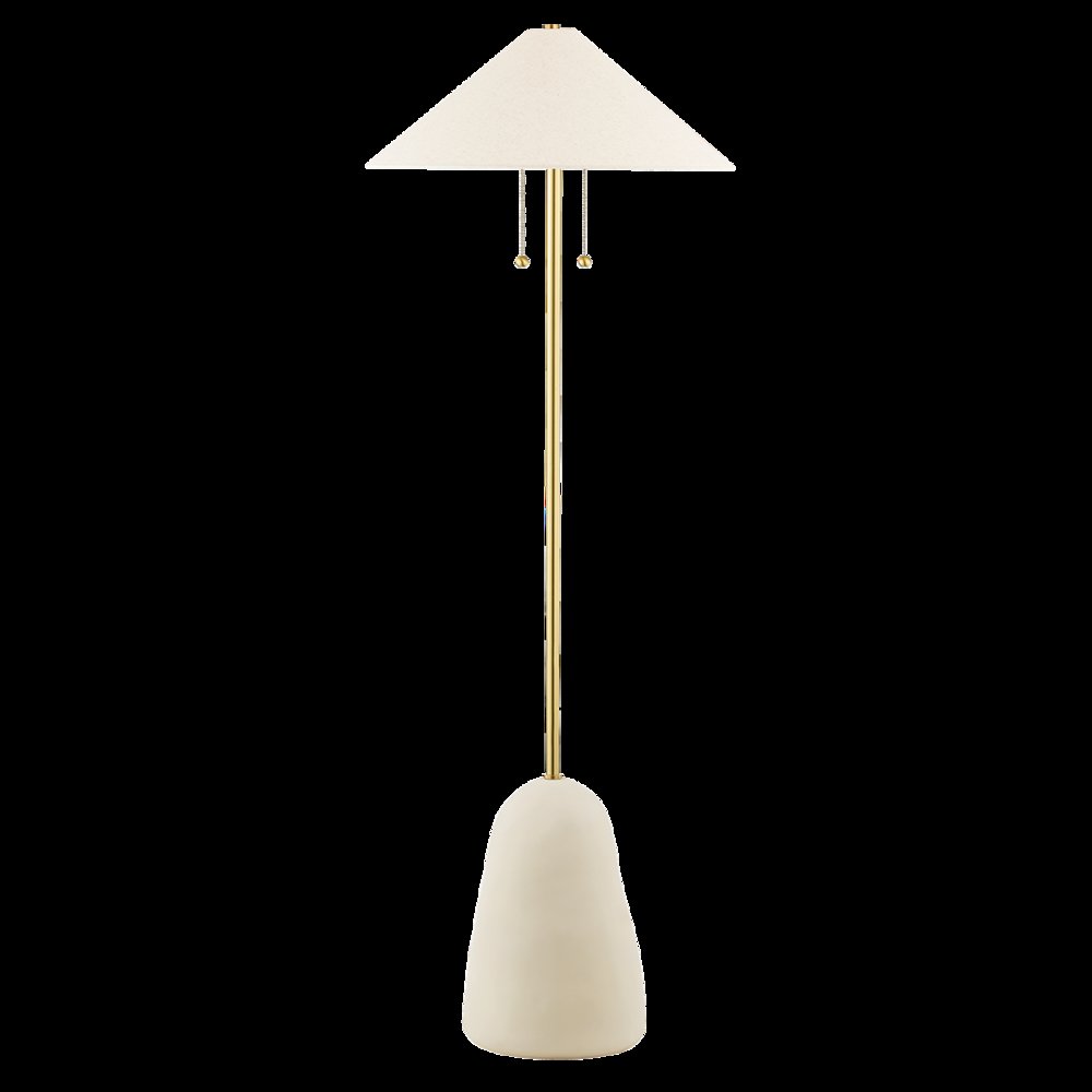 Maia Floor Lamp, Aged Brass