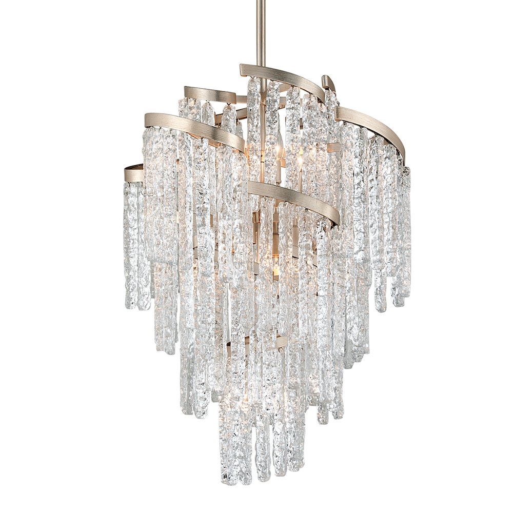 Mont Blanc Chandelier, Modern Silver Leaf