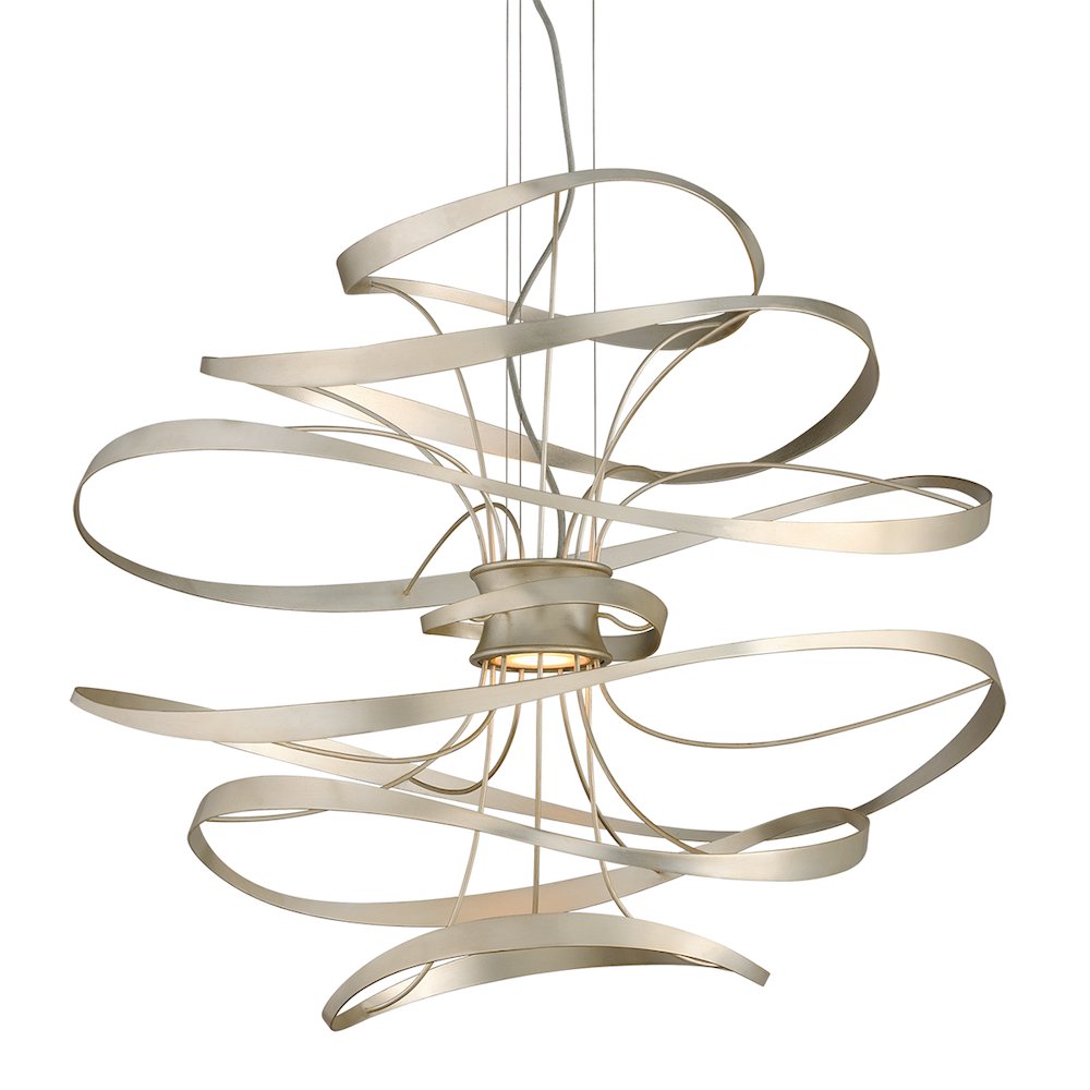 Calligraphy Chandelier, Silver Leaf