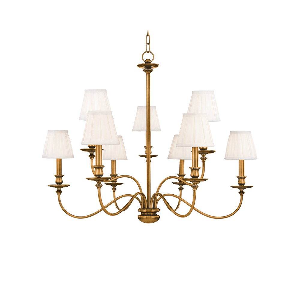 Menlo Park Chandelier, Aged Brass