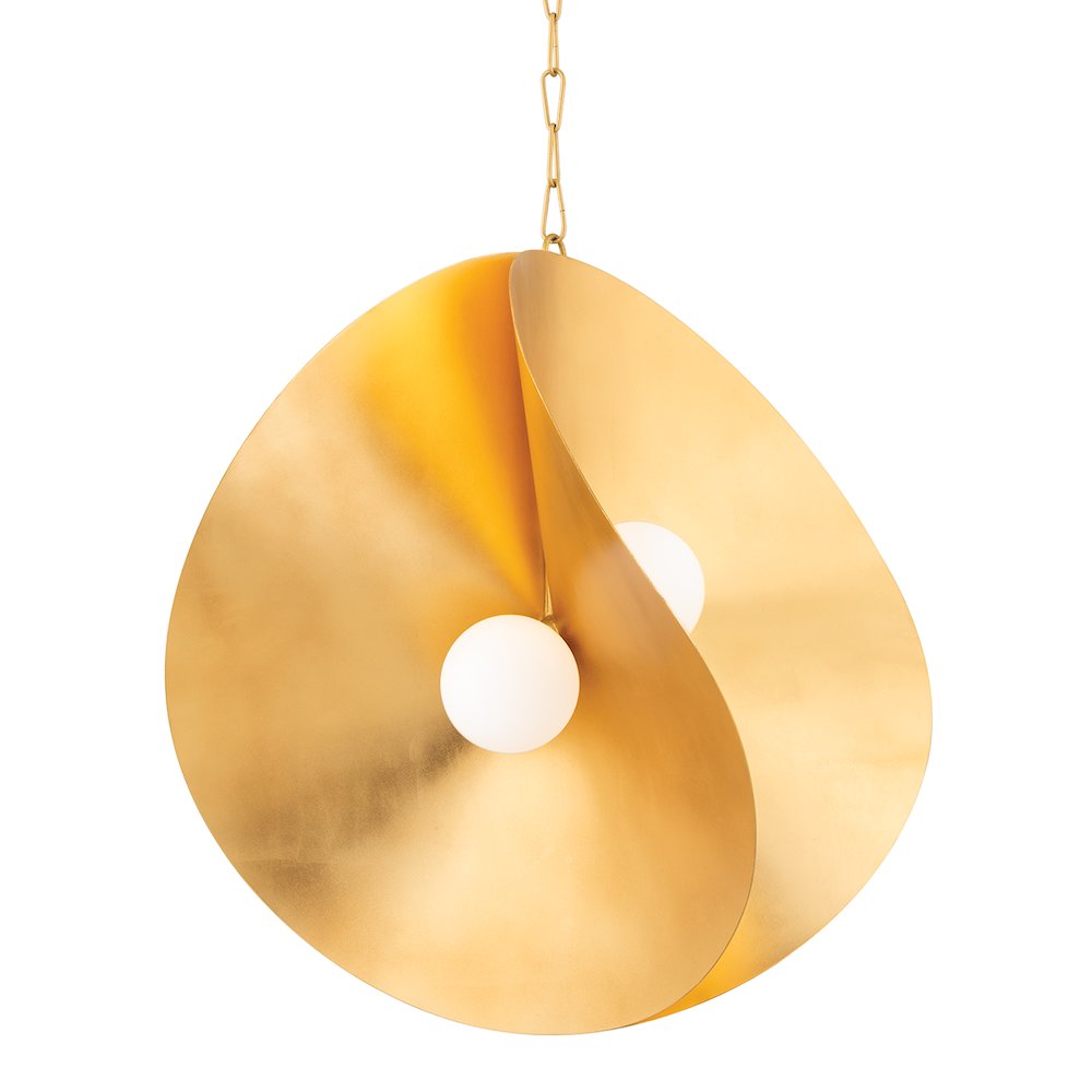 Peony Pendant, Gold Leaf