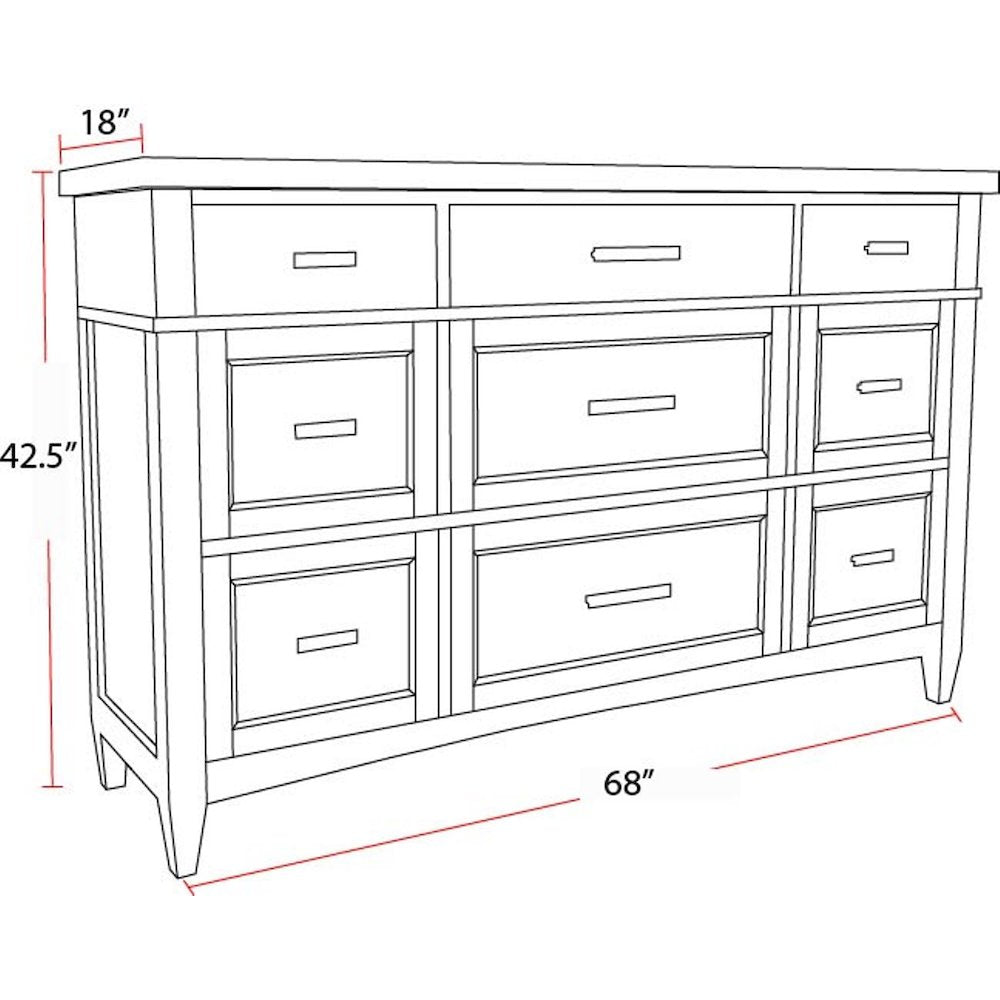 Modern Bedroom King Platform Bed 2 Nightstands Dresser with Mirror and Chest