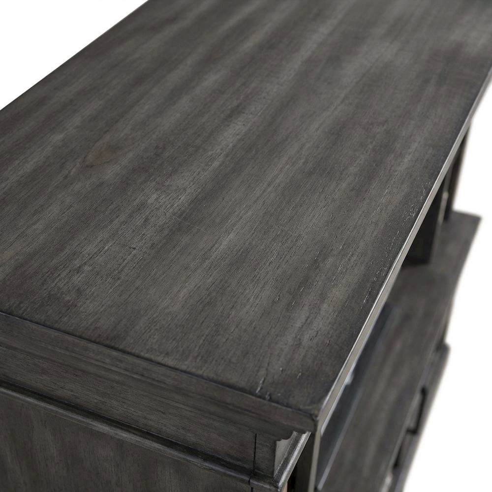 Smokey Grey 92-In. Console with Hutch for Entertainment Room Storage