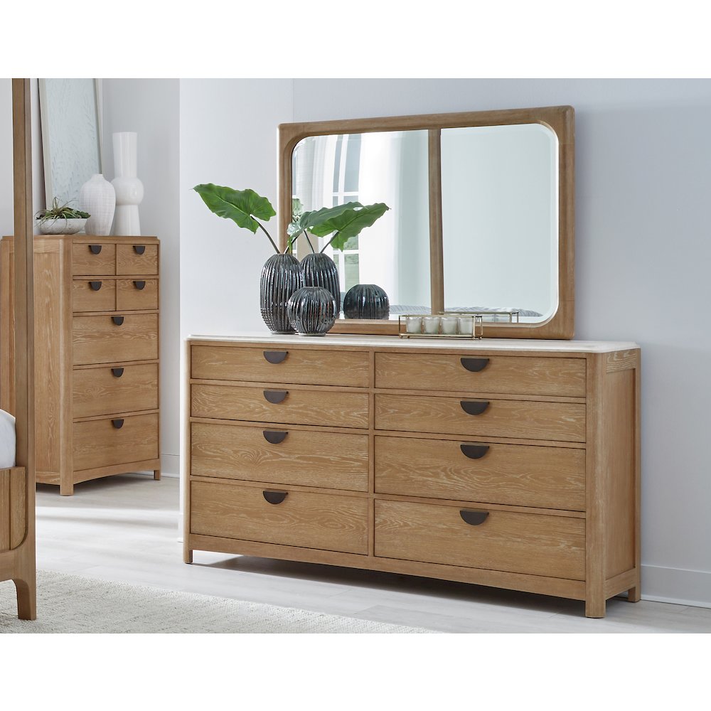 Bedroom King Panel Bed 2 Nightstands Dresser with Mirror and Chest