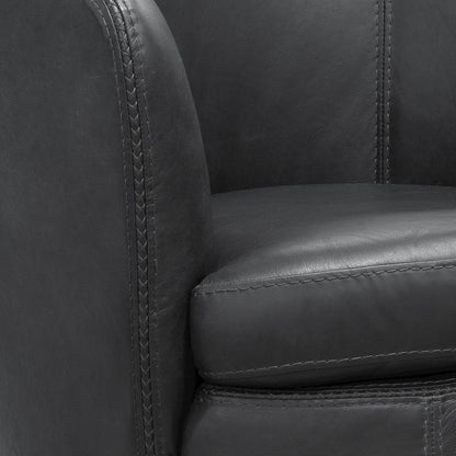 Barolo - Vintage Slate 100% Italian Leather Swivel Club Chair