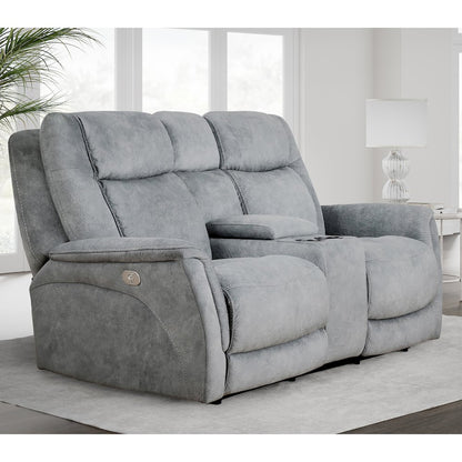 Linus - Hudson Grey Power Reclining Sofa Loveseat and Recliner