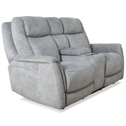 Linus - Hudson Grey Power Reclining Sofa Loveseat and Recliner