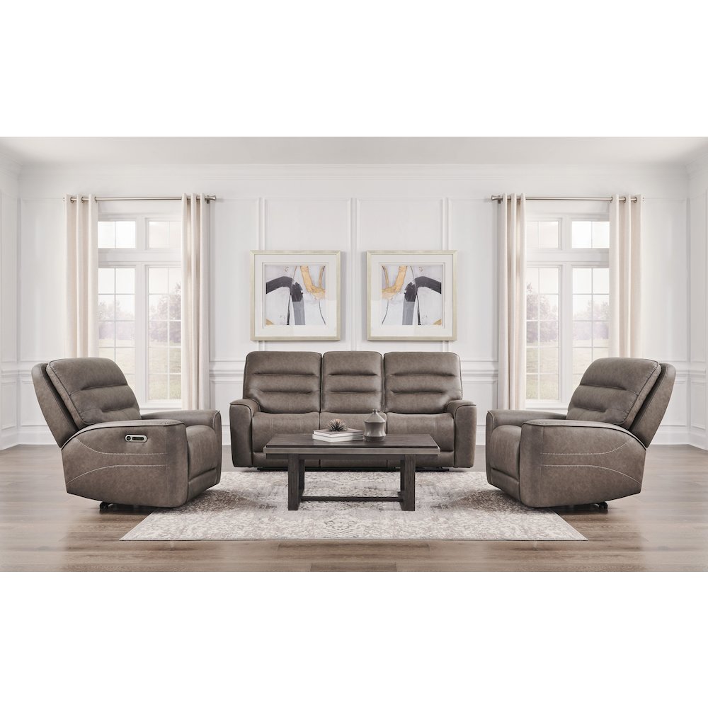 Lawson Sydney Brunette Zero Gravity Triple Power Reclining Sofa with Drop