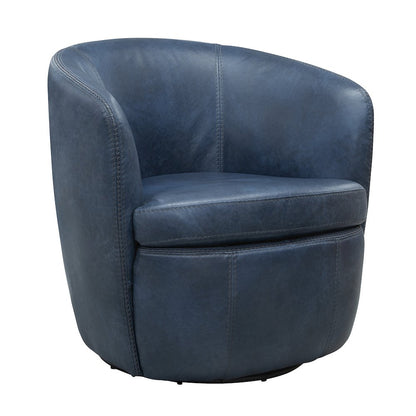 Barolo - Vintage Navy 100% Italian Leather Swivel Club Chair