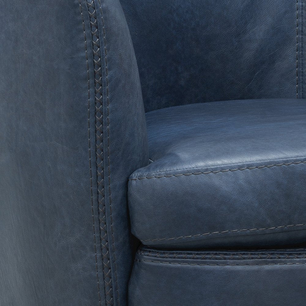 Barolo - Vintage Navy 100% Italian Leather Swivel Club Chair