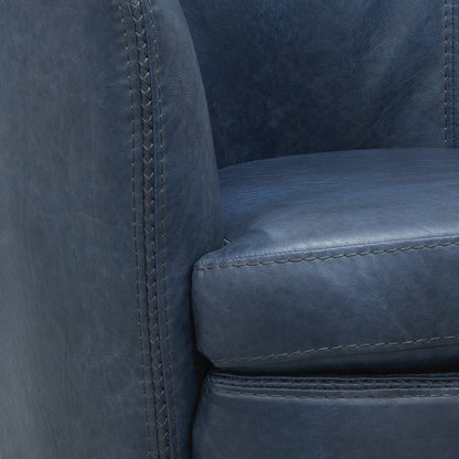 Barolo - Vintage Navy 100% Italian Leather Swivel Club Chair