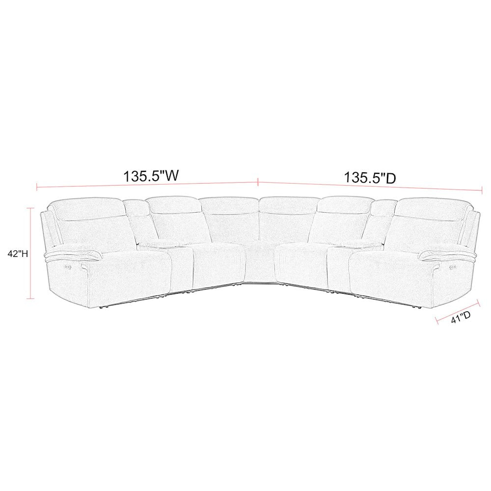 Alpine - Airy Snow 7 Piece Zero Gravity Power Reclining Sectional