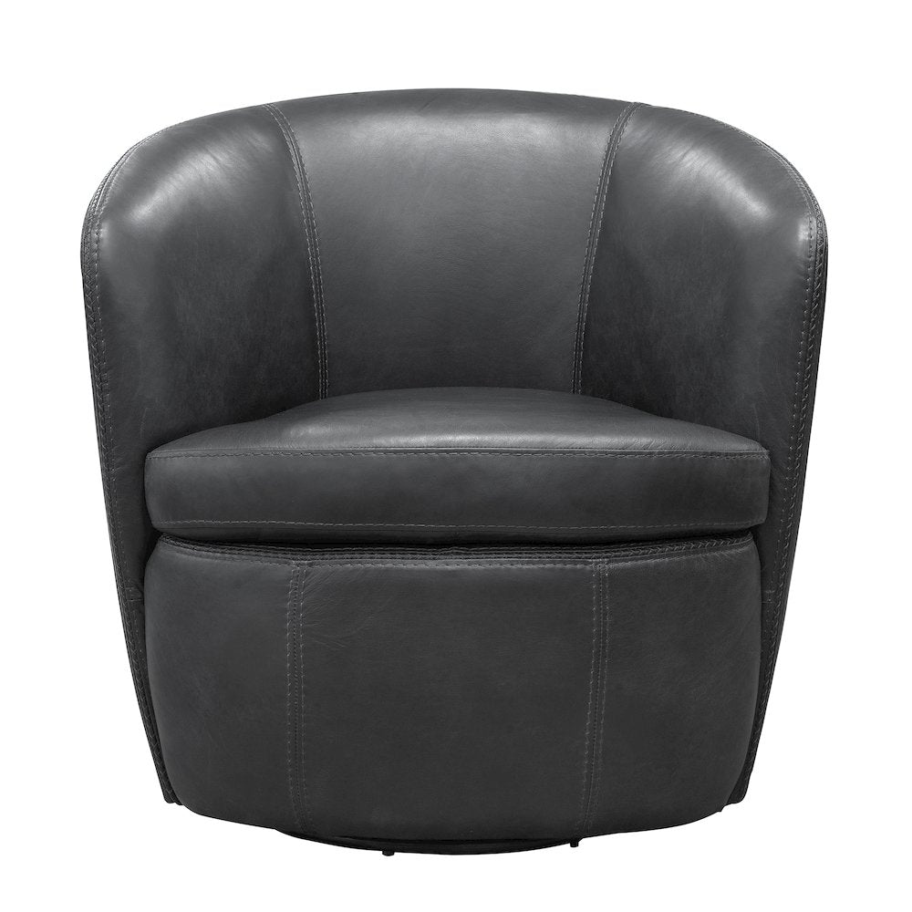 Barolo - Vintage Slate 100% Italian Leather Swivel Club Chair