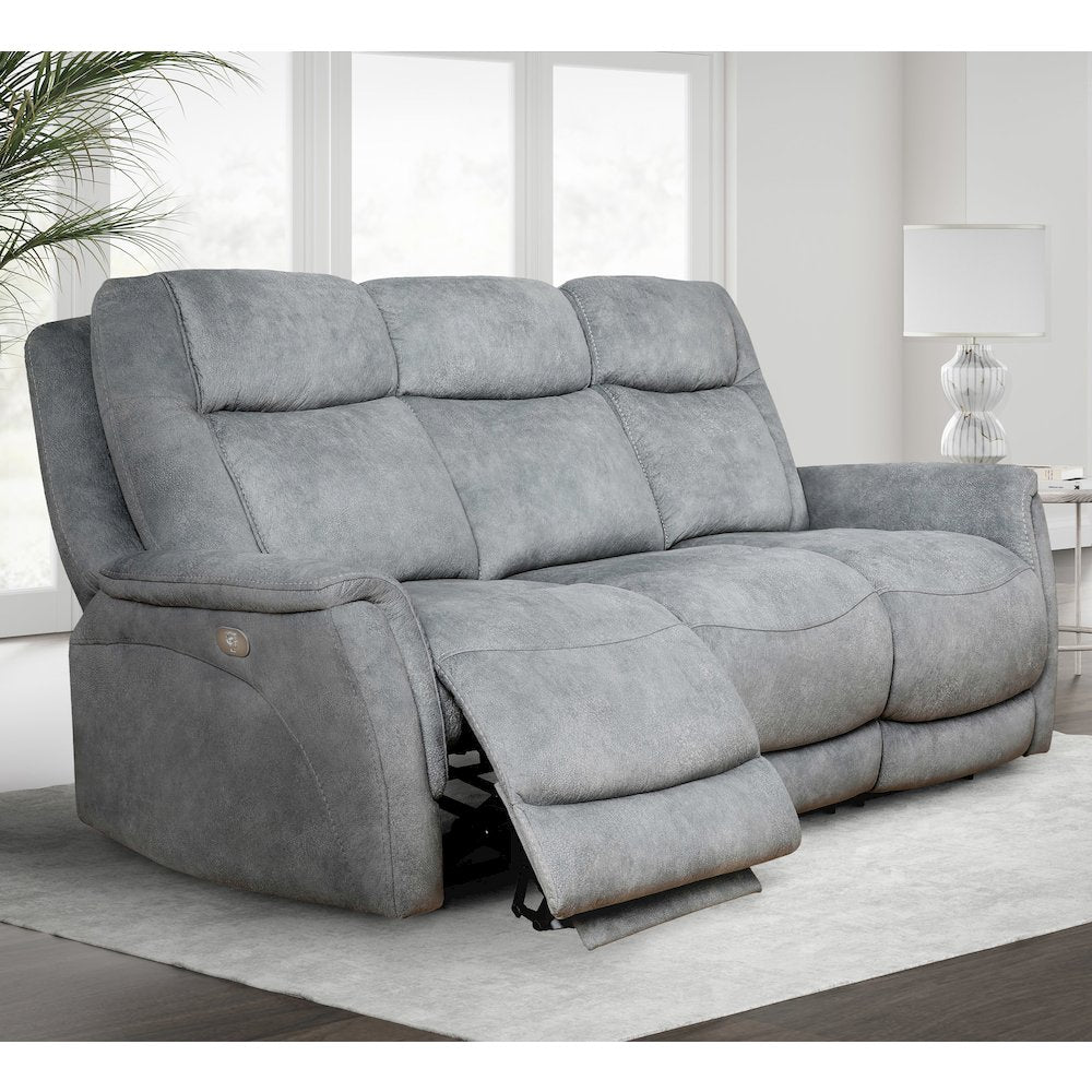 Linus - Hudson Grey Power Reclining Sofa and Two Recliners