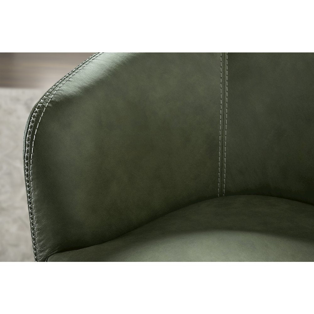 Barolo Lyric Sage 100% Italian Leather Swivel Club Chair